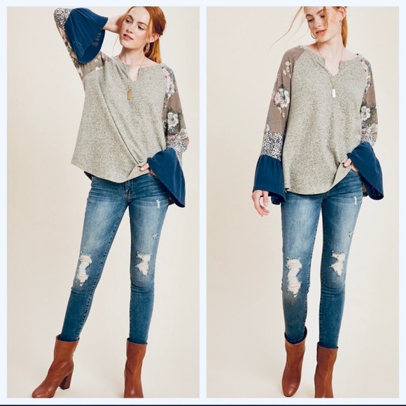 ShopEvelynne Tops - Color Block sleeve Detail top